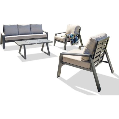 PARIS GARDEN Salon de jardin bas Ibiza aluminium anthracite DCB Garden 5 personnes