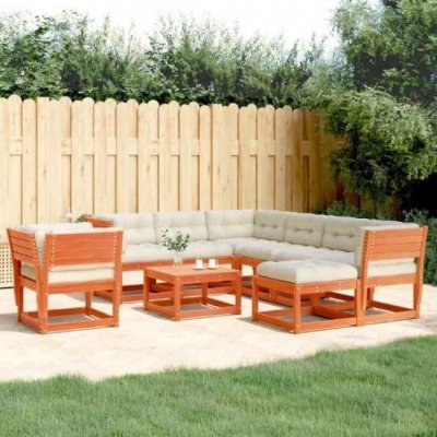VIDAXL Salon de jardin bois massif marron 8 pieces x 83 x 78 8 personnes