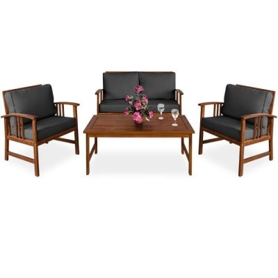 DEUBA Salon de jardin en bois d'acacia Atlas gris 4 pers.