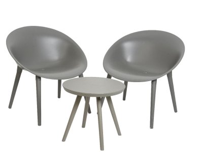JARDIDECO Salon de jardin en plastique Marbella Anthracite  Anthracite
