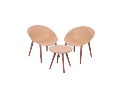 JARDIDECO Salon de jardin en plastique rose p&acirc;le Marbella - 