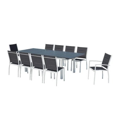 CONCEPT USINE Salon de jardin extensible en alu 10 personnes blanc arezzo - Blanc