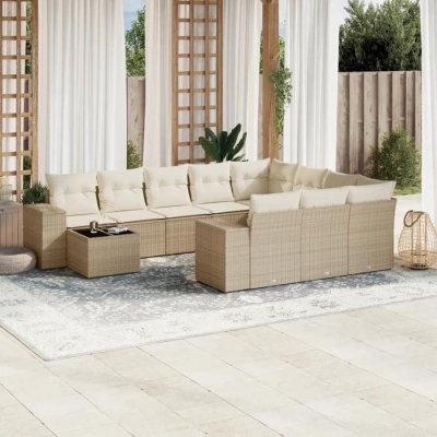 VIDAXL Salon de jardin modulable 11 pieces beige 2 personnes 62 x 62 x 69 cm bois massif
