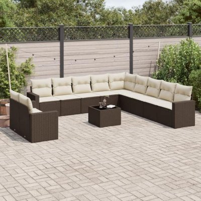 VIDAXL Salon de jardin modulable 12 personnes beige 13 pieces 62 x 62 x 69 cm resine tressee