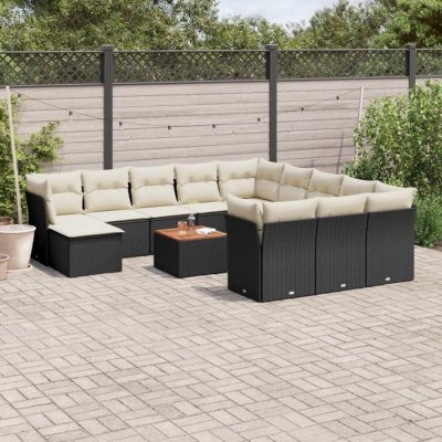 VIDAXL Salon de jardin modulable 12 personnes noir 13 pieces 62 x 62 x 69 cm resine tressee