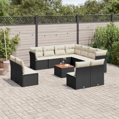 VIDAXL Salon de jardin modulable 12 pieces noir 11 personnes 62 x 62 x 69 cm resine tressee
