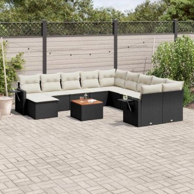 VIDAXL Salon de jardin modulable 14 pieces 12 personnes resine tressee 62 x 62 x 69 cm beige