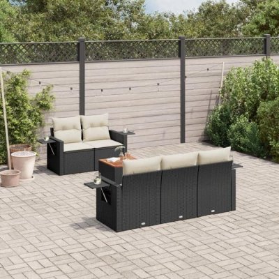 VIDAXL Salon de jardin modulable 6 pieces 5 personnes noir 62 x 55 x 69 cm resine tressee