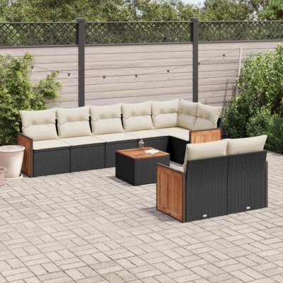 VIDAXL Salon de jardin modulable 9 pieces noir rotin 62 x 62 x 69 cm 8 personnes