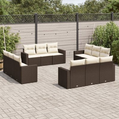 VIDAXL Salon de jardin modulable beige 11 personnes rotin 55 x 62 x 69 cm 12 pieces