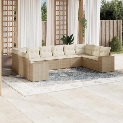 VIDAXL Salon de jardin modulable beige 13 pieces 12 personnes 62 x 62 x 69 cm rotin