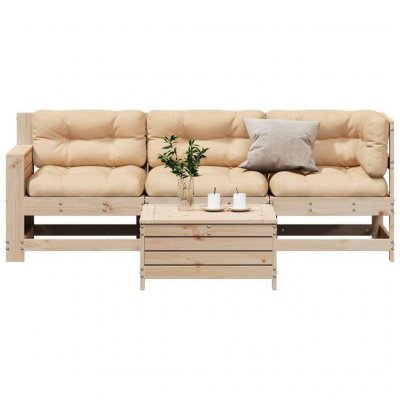 VIDAXL Salon de jardin modulable bois massif beige 4 pieces x 62 x 70.5