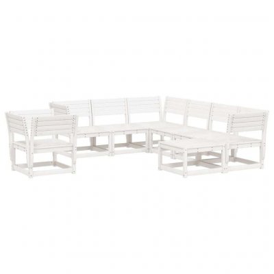 VIDAXL Salon de jardin modulable bois massif blanc 8 pieces 73 x 83 x 78 7 personnes