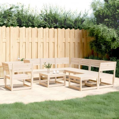  Salon de jardin modulable bois massif bois 8 pieces 73 x 83 x 78