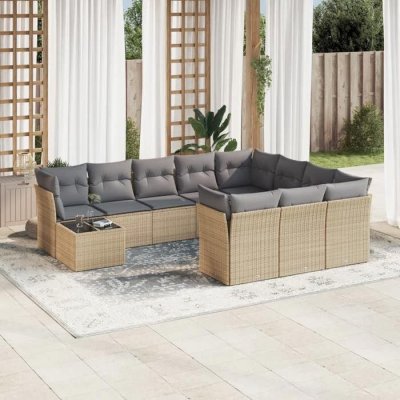 VIDAXL Salon de jardin modulable GENERIQUE 10 personnes resine tressee 55 x 62 x 69 cm 11 pieces