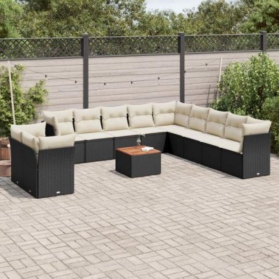 VIDAXL Salon de jardin modulable noir resine tressee 11 personnes 62 x 62 x 69 cm 12 pieces