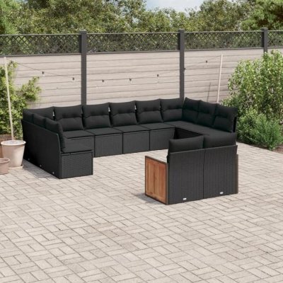 VIDAXL Salon de jardin modulable noir resine tressee 12 personnes x 59 x 69 12 pieces