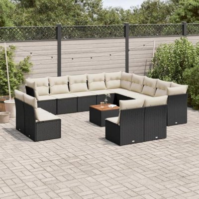 VIDAXL Salon de jardin modulable noir resine tressee 14 pieces 62.0 x 62 x 69 cm