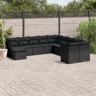 VIDAXL Salon de jardin modulable resine tressee 12 pieces beige 62 x 62 x 69 cm 11 personnes