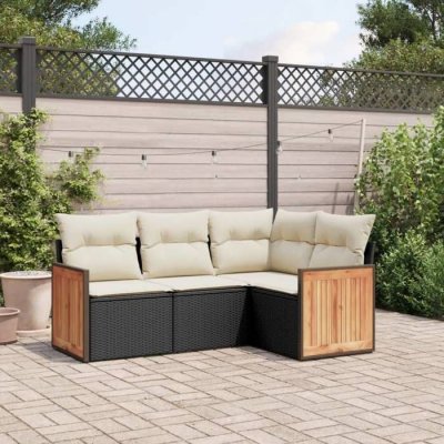 VIDAXL Salon de jardin modulable resine tressee 4 personnes 4 pieces 62 x 62 x 69 cm noir