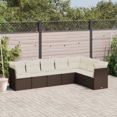 VIDAXL Salon de jardin modulable resine tressee 7 pieces marron 55 x 62 x 69 cm 7 personnes