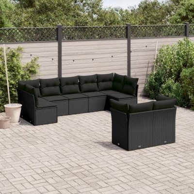 VIDAXL Salon de jardin modulable resine tressee 9 pieces 9 personnes 55 x 62 x 69 cm noir
