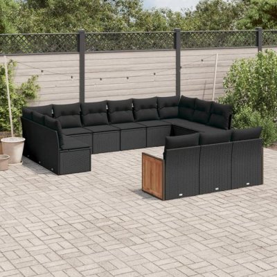 VIDAXL Salon de jardin modulable resine tressee beige 11 pieces 55 x 62 x 69 cm 11 personnes