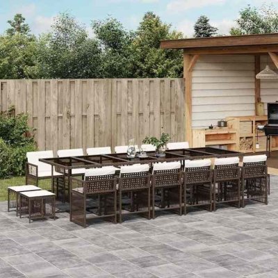 VIDAXL Salon de jardin modulable resine tressee beige 13 pieces 55 x 62 x 69 cm 12 personnes