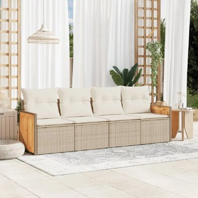 VIDAXL Salon de jardin modulable resine tressee beige 4 pieces x 59 x 69 4 personnes