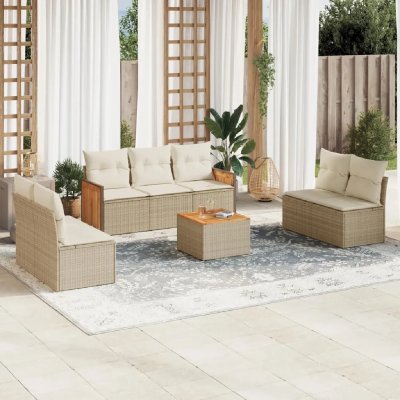 VIDAXL Salon de jardin modulable resine tressee beige 8 pieces x 59 x 69 7 personnes