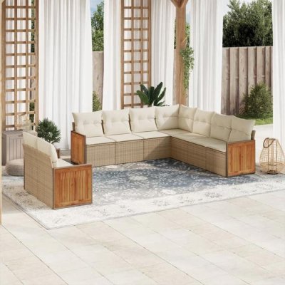 Salon de jardin modulable resine tressee beige 9 pieces 62 x 55 x 69 cm 9 personnes