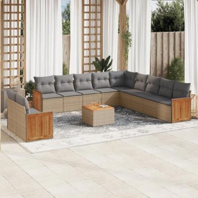 VIDAXL Salon de jardin modulable resine tressee gris 12 pieces 62 x 62 x 69 cm 11 personnes