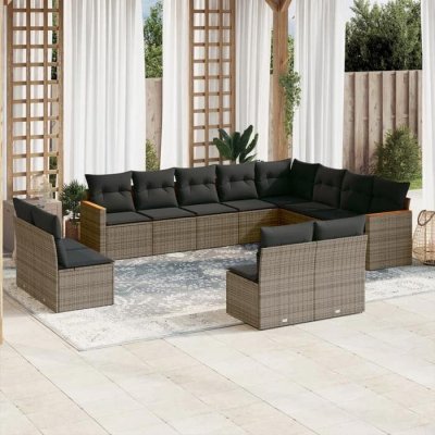 VIDAXL Salon de jardin modulable resine tressee gris 12 pieces x 61.5 x 69 12 personnes