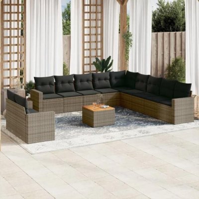 VIDAXL Salon de jardin modulable resine tressee gris 12 pieces x 65.5 x 69