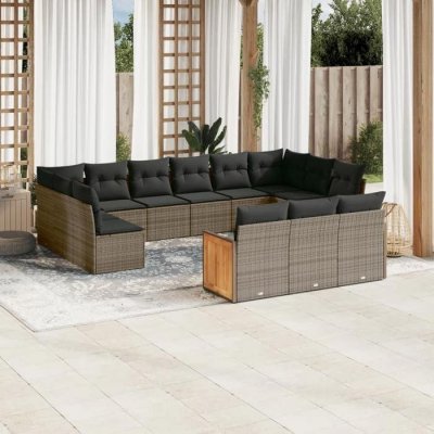 VIDAXL Salon de jardin modulable resine tressee gris 13 pieces x 59 x 69