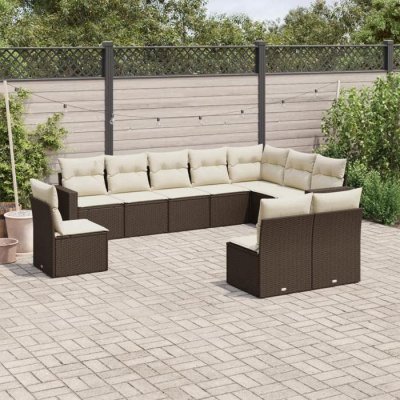 VIDAXL Salon de jardin modulable resine tressee marron 10 pieces 10 personnes