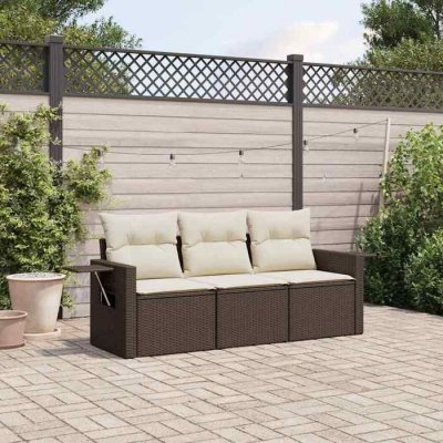 VIDAXL Salon de jardin modulable resine tressee marron 3 pieces 3 personnes