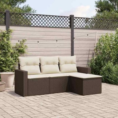 VIDAXL Salon de jardin modulable resine tressee marron 4 pieces 3 personnes