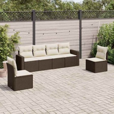 VIDAXL Salon de jardin modulable resine tressee marron 6 pieces 65.5 x 62 x 69.0 6 personnes