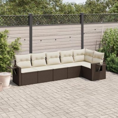 VIDAXL Salon de jardin modulable resine tressee marron 6 pieces x 62 x 69 6 personnes