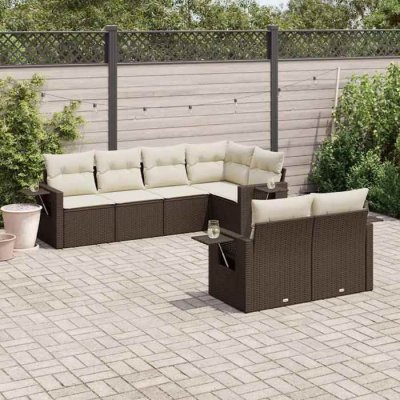 VIDAXL Salon de jardin modulable resine tressee marron 7 pieces 62 x 55 x 69 7 personnes