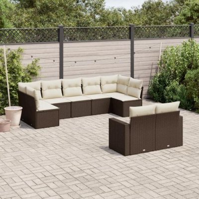 VIDAXL Salon de jardin modulable resine tressee marron 9 pieces x 65.5 x 69 9 personnes