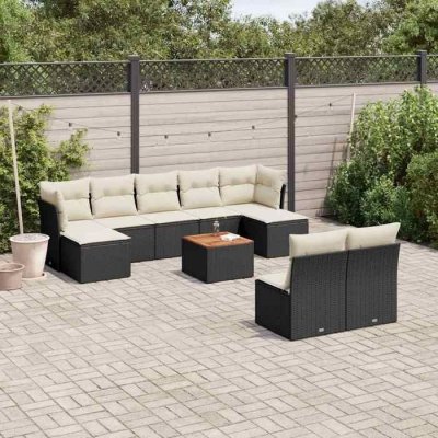 VIDAXL Salon de jardin modulable resine tressee noir 10 pieces 62.0 x 62 x 69