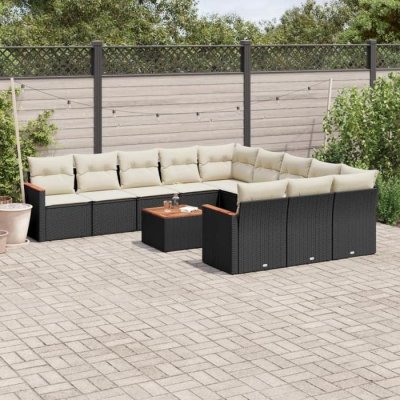 VIDAXL Salon de jardin modulable resine tressee noir 12 pieces x 61.5 x 69 11 personnes