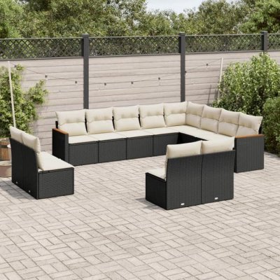 VIDAXL Salon de jardin modulable resine tressee noir 2 pieces 12 personnes