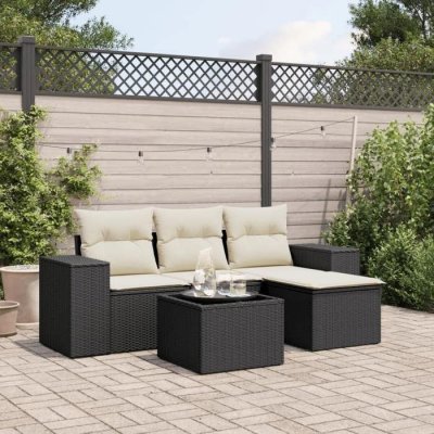 VIDAXL Salon de jardin modulable resine tressee noir 4 personnes 62 x 55 x 69 cm 5 pieces