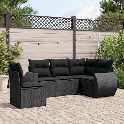 VIDAXL Salon de jardin modulable resine tressee noir 5 pieces 62 x 71 x 69 5 personnes