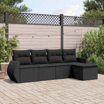 VIDAXL Salon de jardin modulable resine tressee noir 5 pieces x 70 x 69 5 personnes