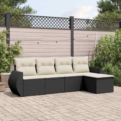 VIDAXL Salon de jardin modulable resine tressee noir 5 pieces x 71 x 69 5 personnes