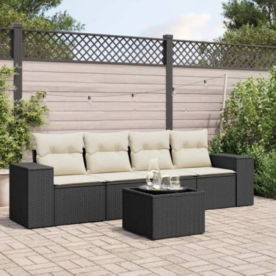 VIDAXL Salon de jardin modulable resine tressee noir 5 pieces x 83 x 69 4 personnes